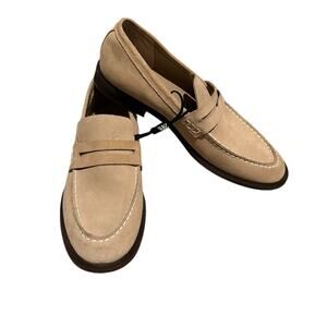 Zara Split Leather Moccasin Loafer Sandy Brown, size 9